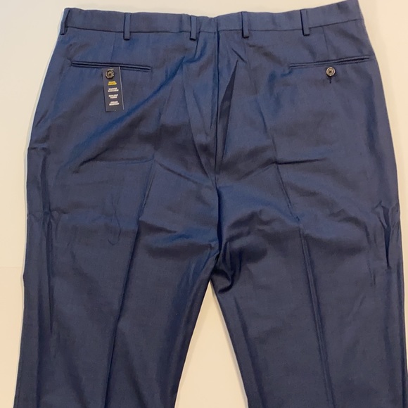 Stafford SZ 44 x 32 Mid Blue Classic Fit Flat Front Trousers Dress Pants - Picture 5 of 12